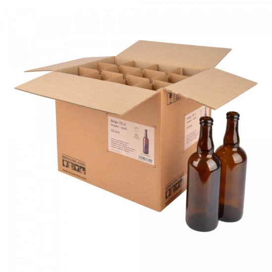 Belge Beer Bottle 75 cl / Brown / Cork x 12 pcs